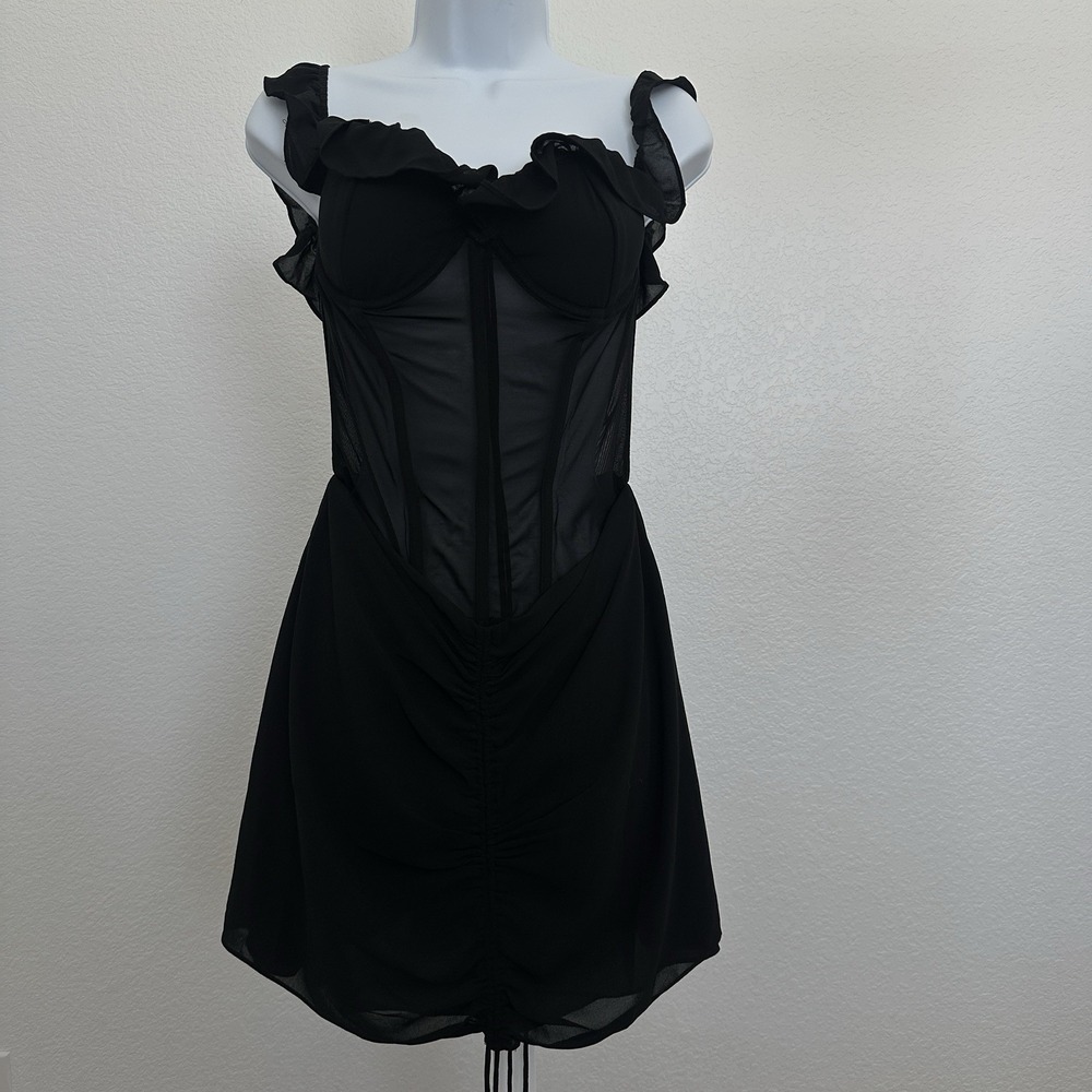 Heiress Beverly Hills Black Corset Dress, Sz: S (b31)